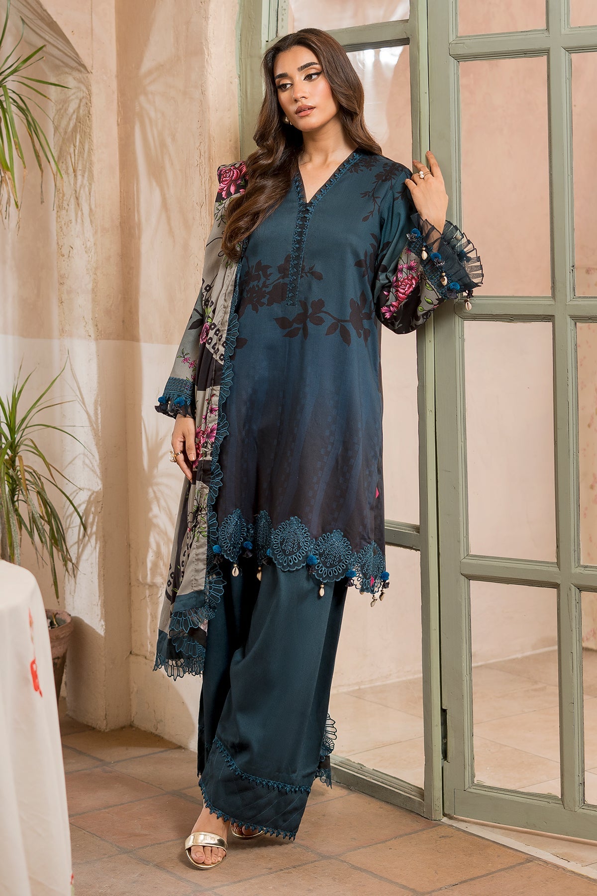 3-Pc Unstitched Embroidered Staple Suit AWE5-11