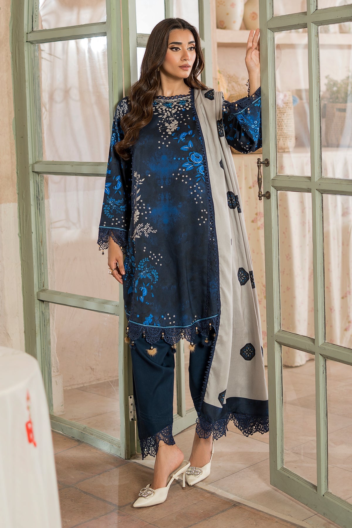 3-Pc Unstitched Embroidered Staple Suit AWE5-12