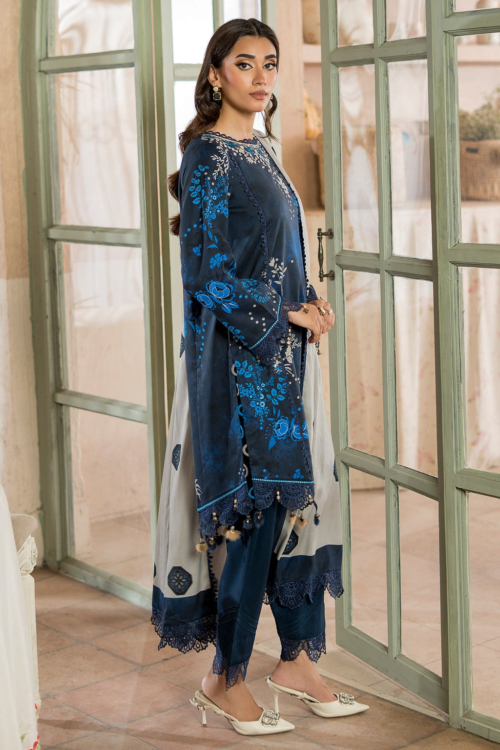 3-Pc Unstitched Embroidered Staple Suit AWE5-12