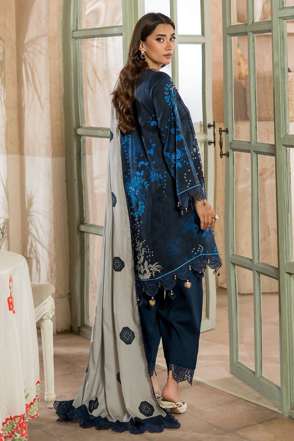 3-Pc Unstitched Embroidered Staple Suit AWE5-12