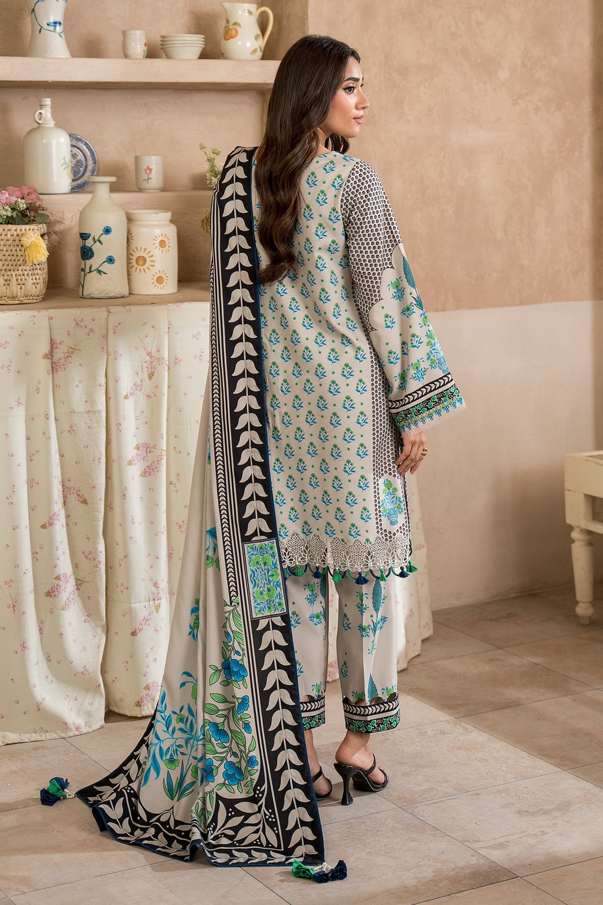 3-Pc Unstitched Embroidered Staple Suit AWE5-03