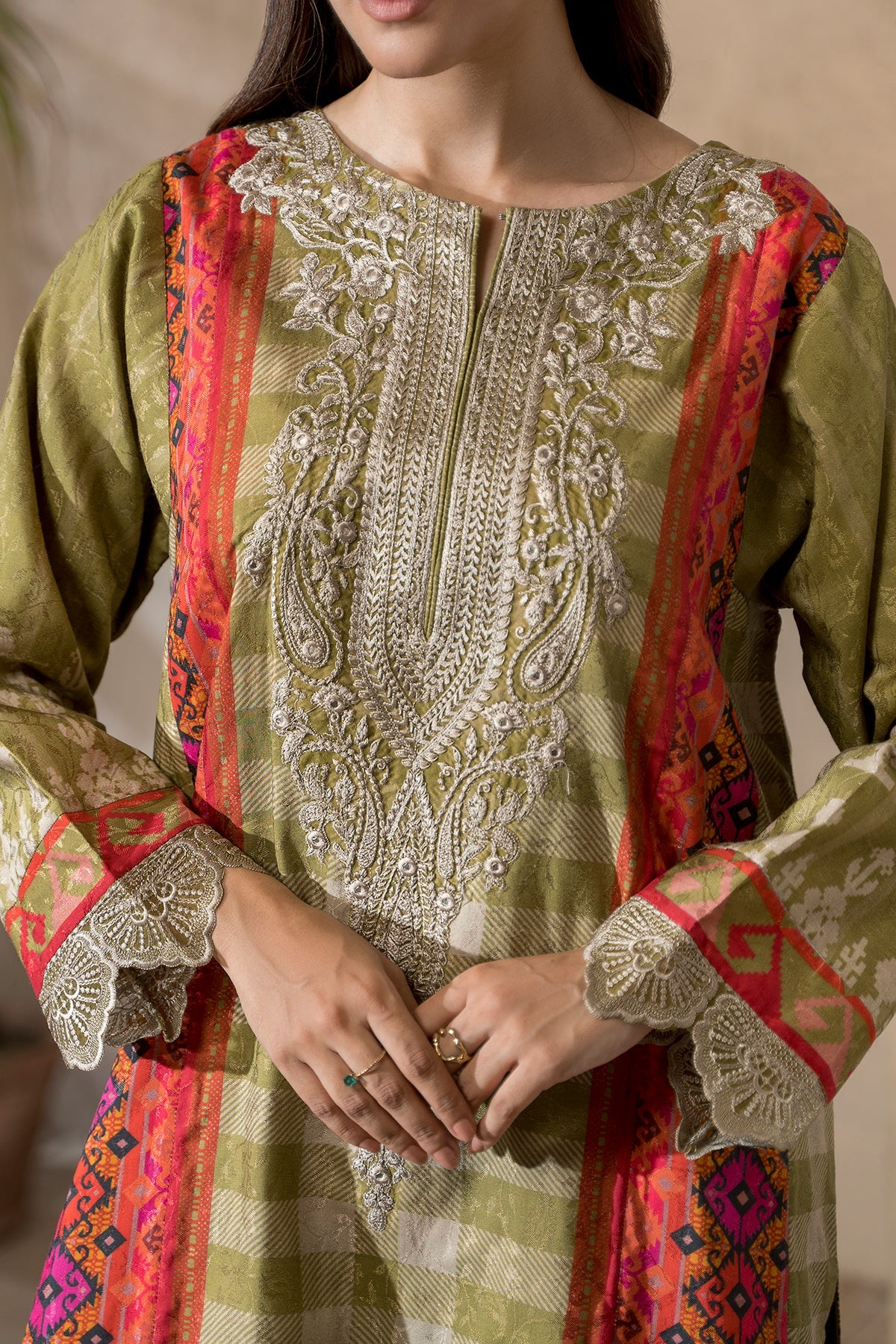 3-Pc Unstitched Printed Staple Suit ASE5-19