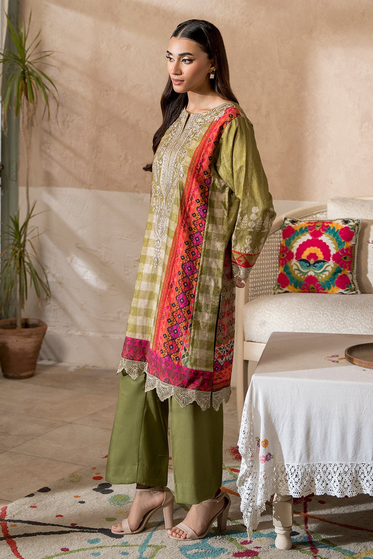 3-Pc Unstitched Printed Staple Suit ASE5-19