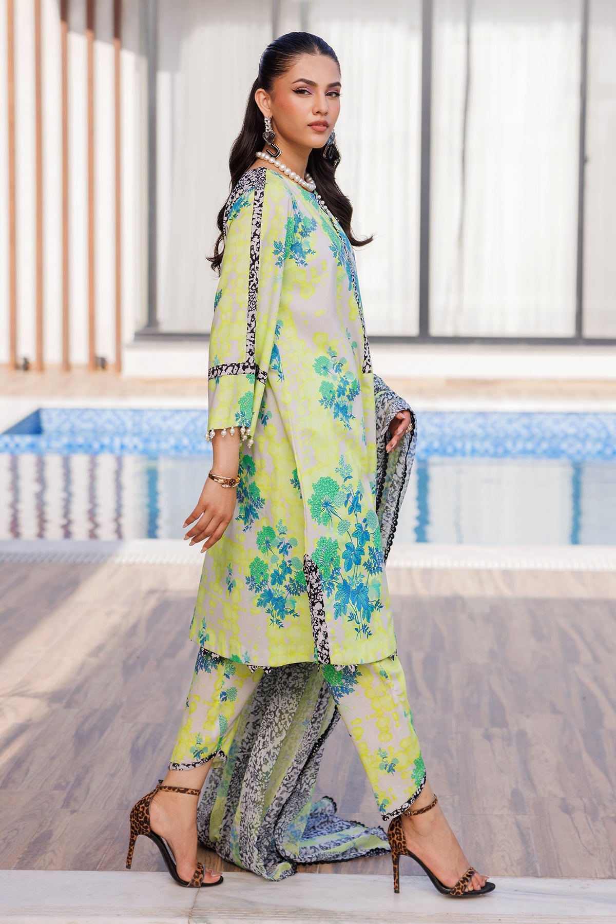 3-PC Printed Lawn Shirt with Chiffon Dupatta and Trouser CPM-4-051