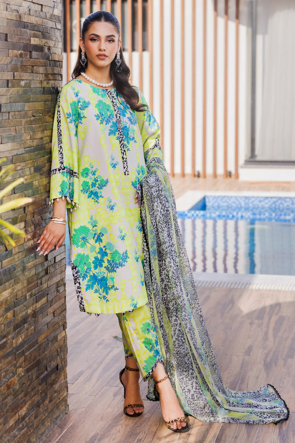 3-PC Printed Lawn Shirt with Chiffon Dupatta and Trouser CPM-4-051