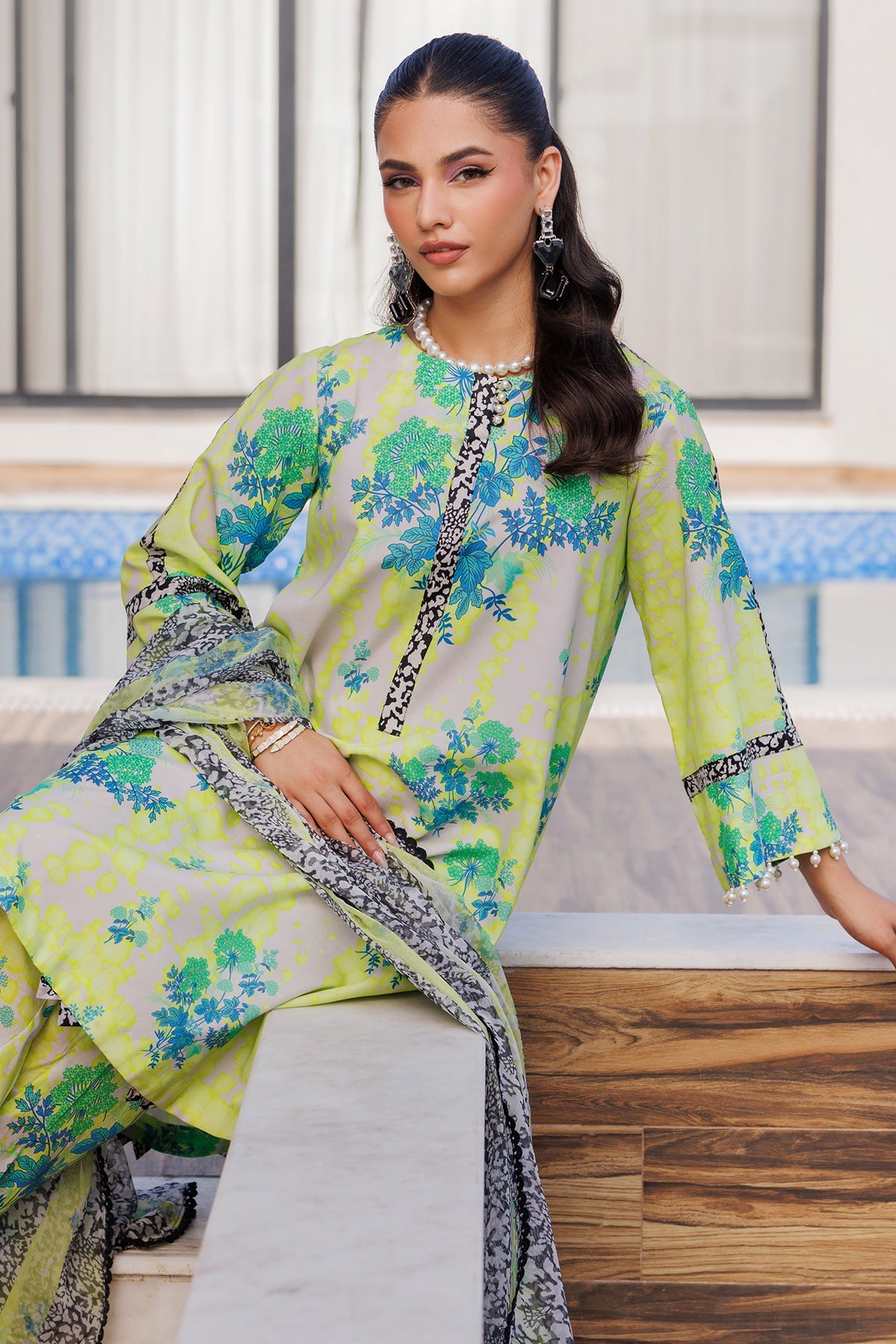 3-PC Printed Lawn Shirt with Chiffon Dupatta and Trouser CPM-4-051