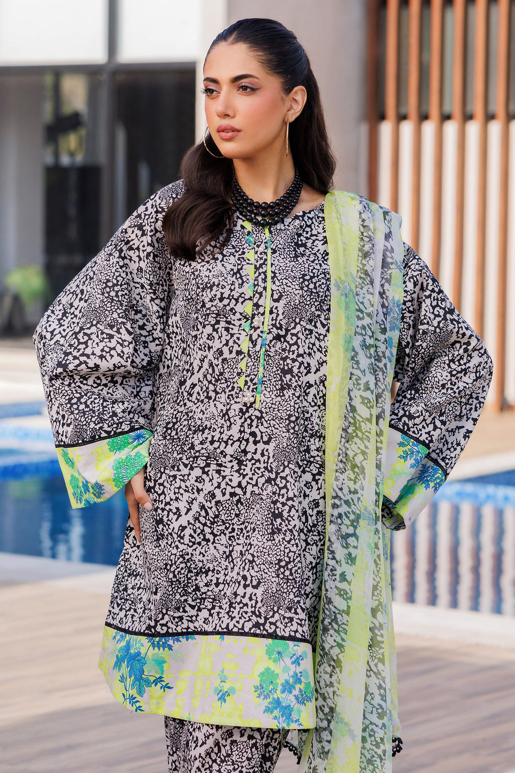 3-PC Printed Lawn Shirt with Chiffon Dupatta and Trouser CPM-4-052