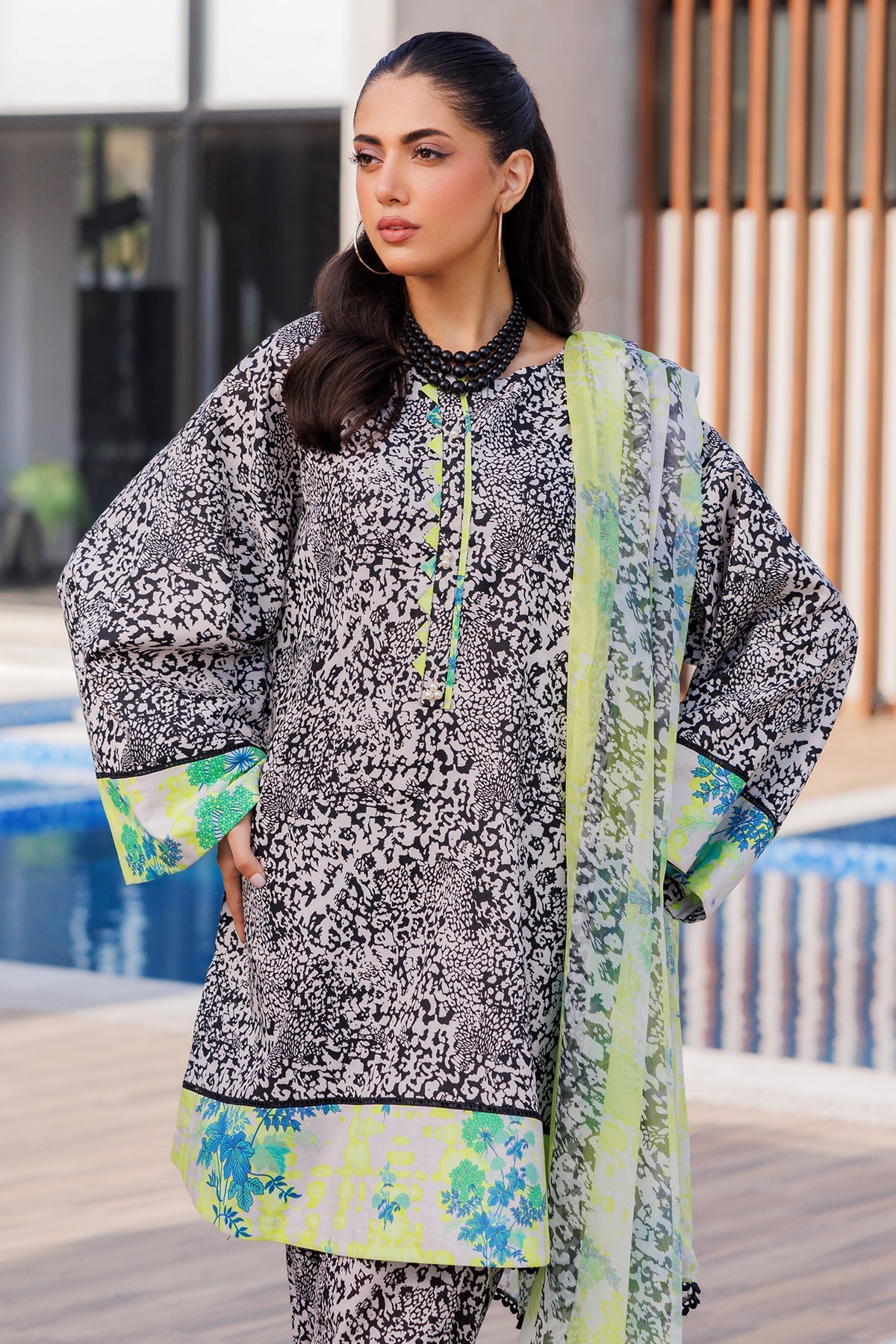 3-PC Printed Lawn Shirt with Chiffon Dupatta and Trouser CPM-4-052