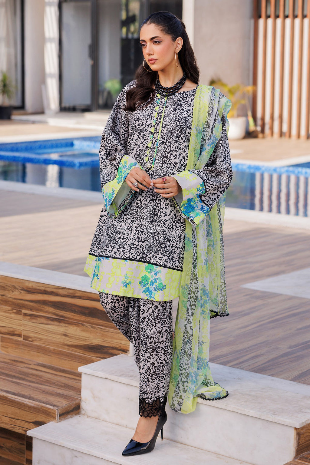 3-PC Printed Lawn Shirt with Chiffon Dupatta and Trouser CPM-4-052