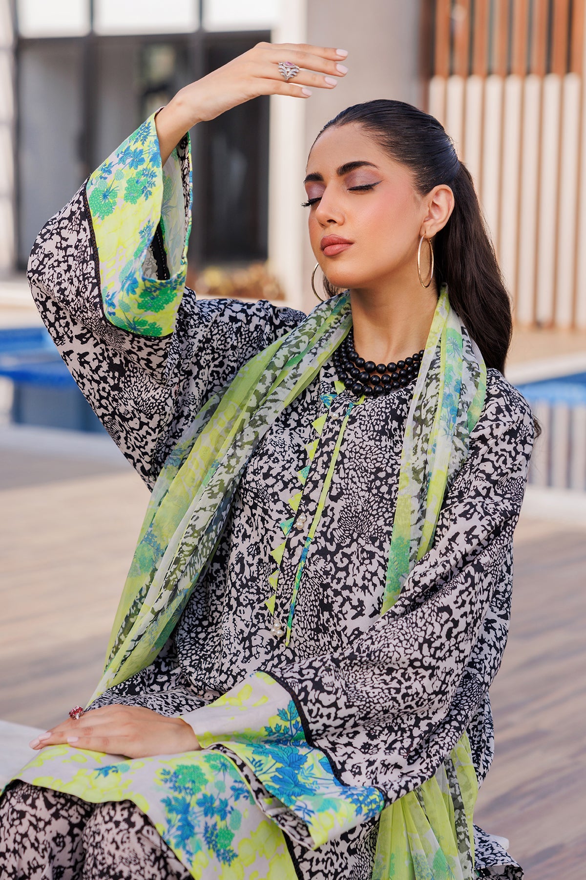 3-PC Printed Lawn Shirt with Chiffon Dupatta and Trouser CPM-4-052