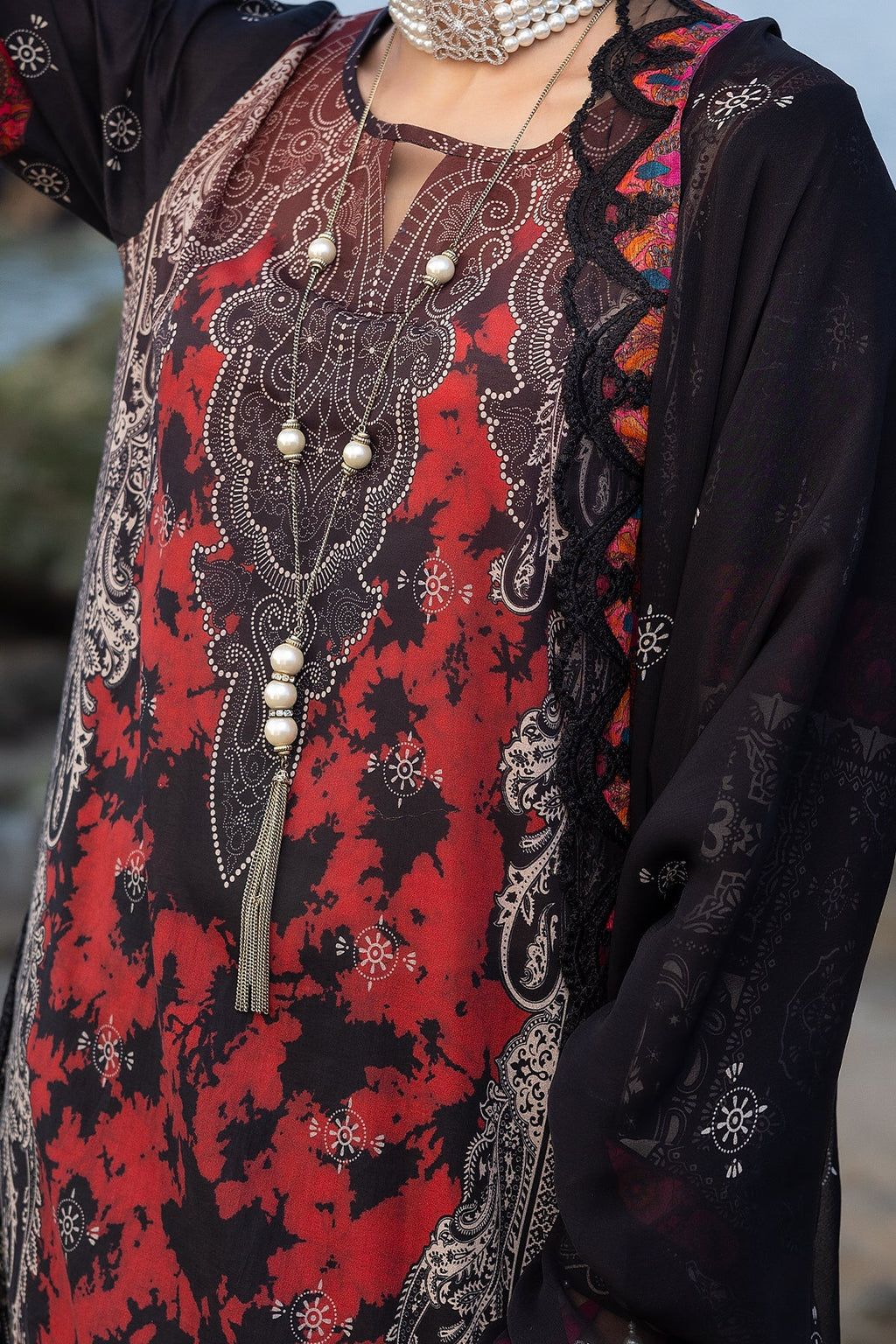 3-Pc Unstitched Printed Lawn with Embroidered Chiffon Dupatta PM4-19