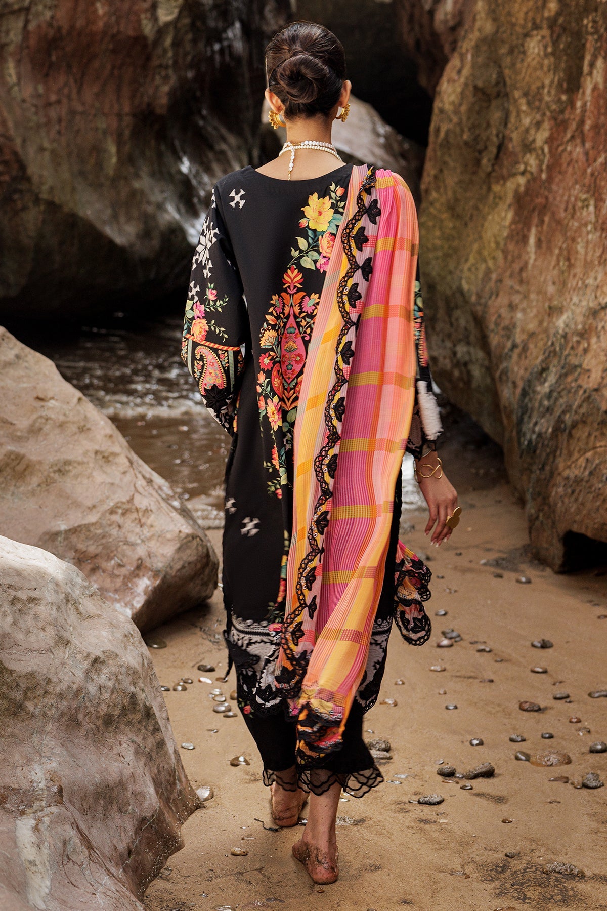 3-PC Embroidered Lawn Shirt with Embroidered Chiffon Dupatta and Trouser DSCC4-28