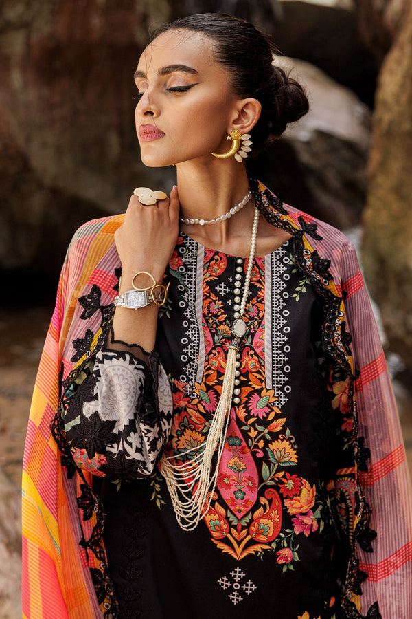 3-PC Embroidered Lawn Shirt with Embroidered Chiffon Dupatta and Trouser DSCC4-28