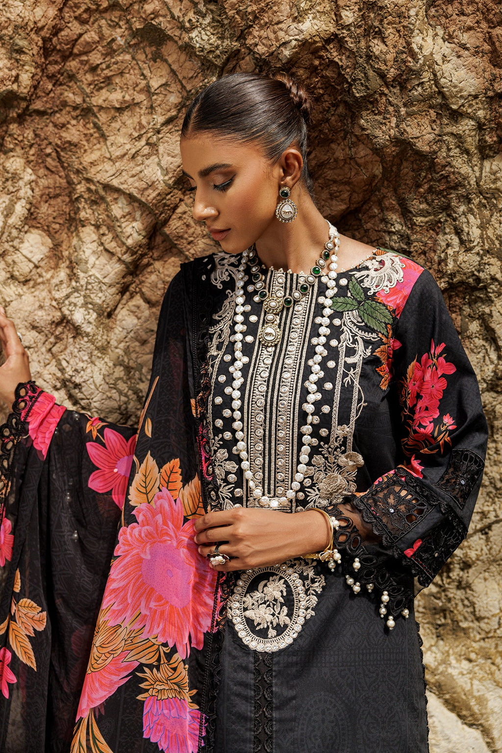 3-PC Embroidered Lawn Shirt with Embroidered Chiffon Dupatta and Trouser DSRB4-08