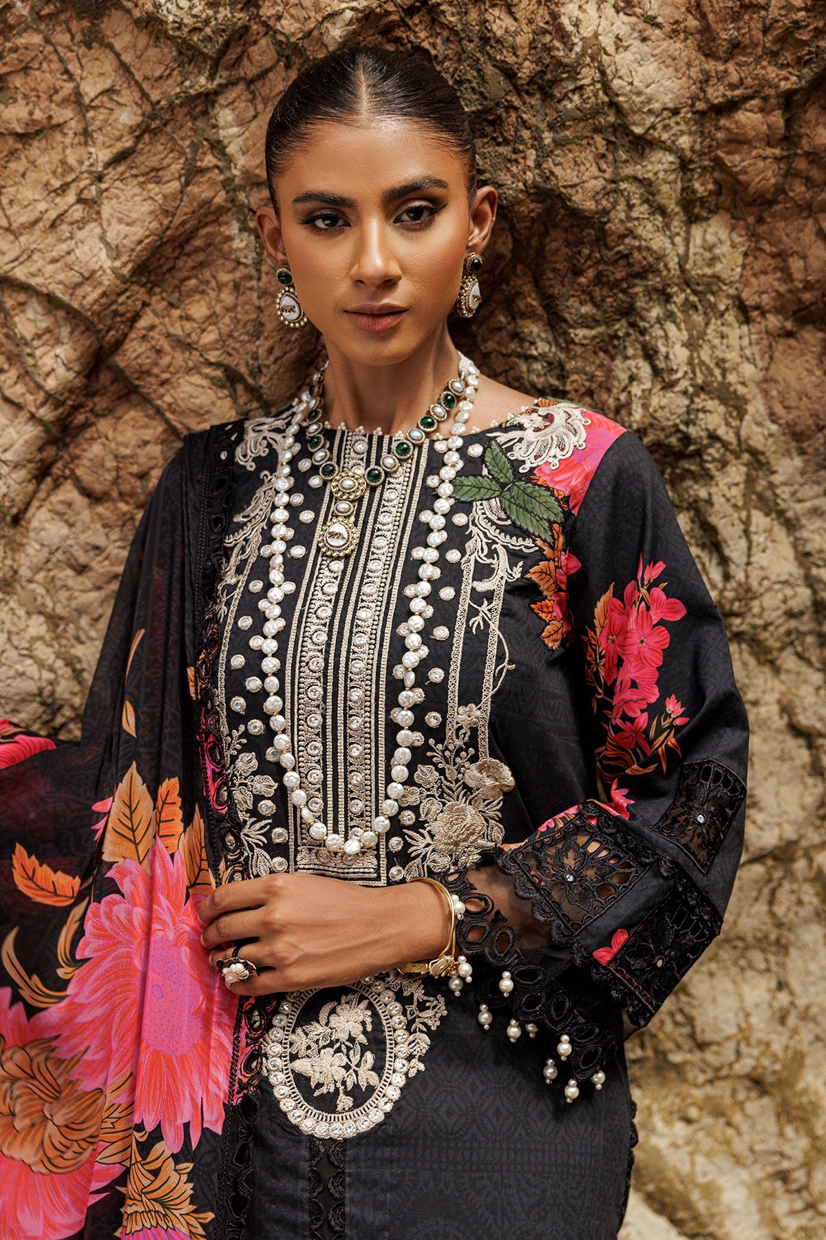 3-PC Embroidered Lawn Shirt with Embroidered Chiffon Dupatta and Trouser DSRB4-08