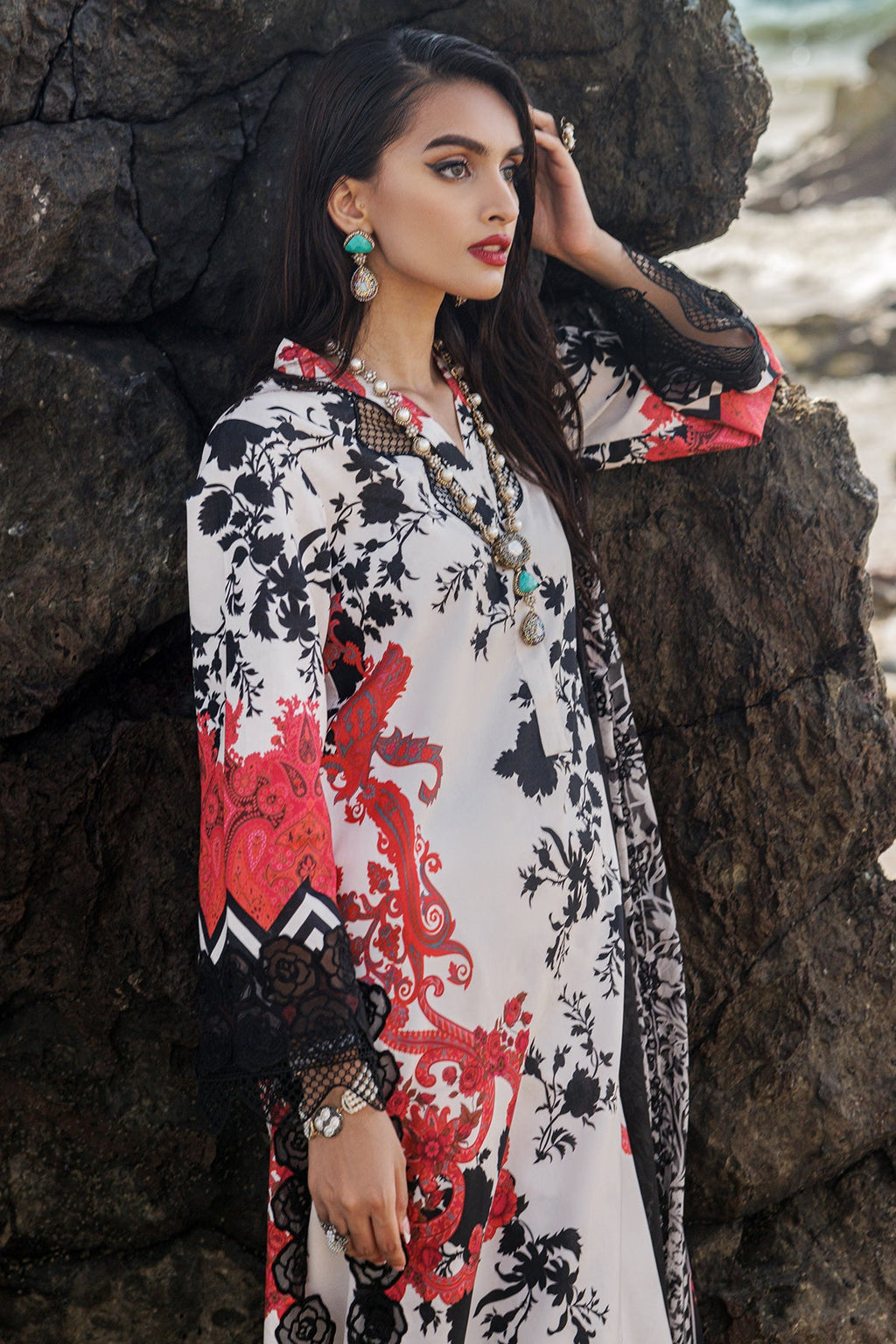 3-PC Embroidered Lawn Shirt with Embroidered Chiffon Dupatta and Trouser DSCC4-29
