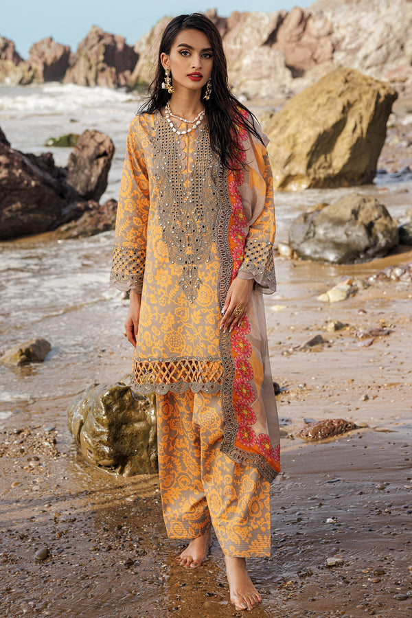 3-PC Unstitched Embroidered Lawn Shirt with Embroidered Chiffon Dupatta and Trouser AS4-09