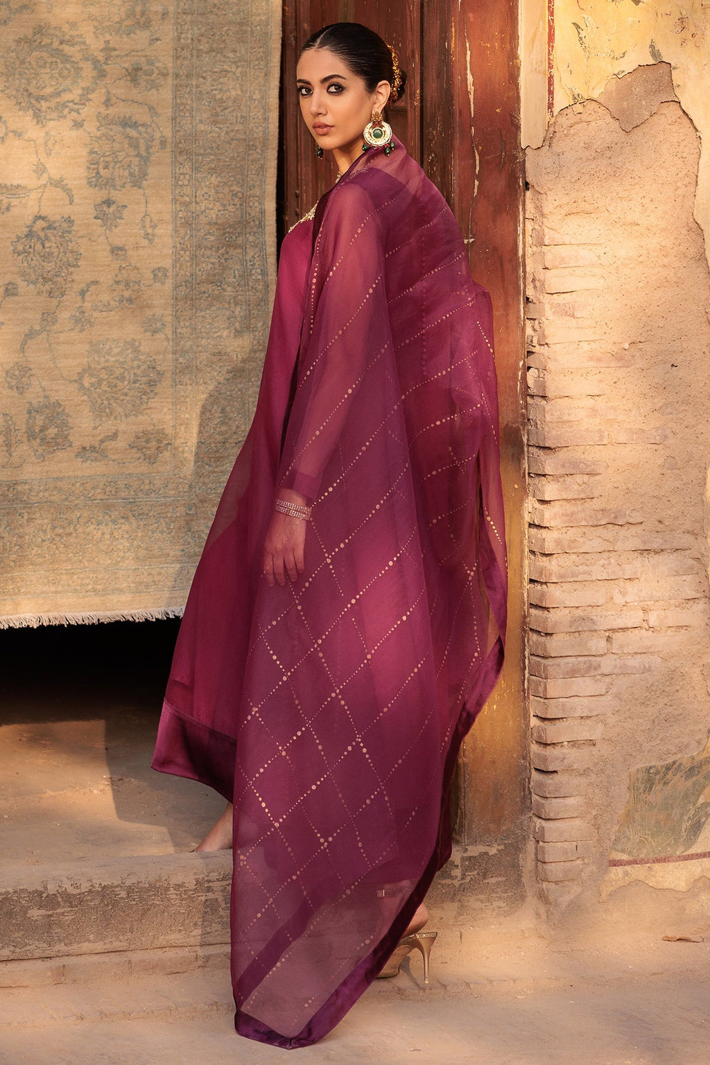 3-PC Embroidered Organza Shirt with Organza Dupatta and Trouser CMA-4-010