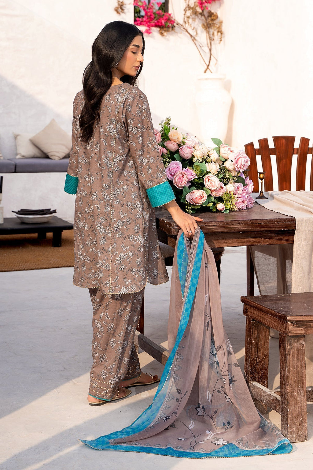 3-PC Printed Cotton Shirt with Chiffon Dupatta and Trouser CPM-4-020