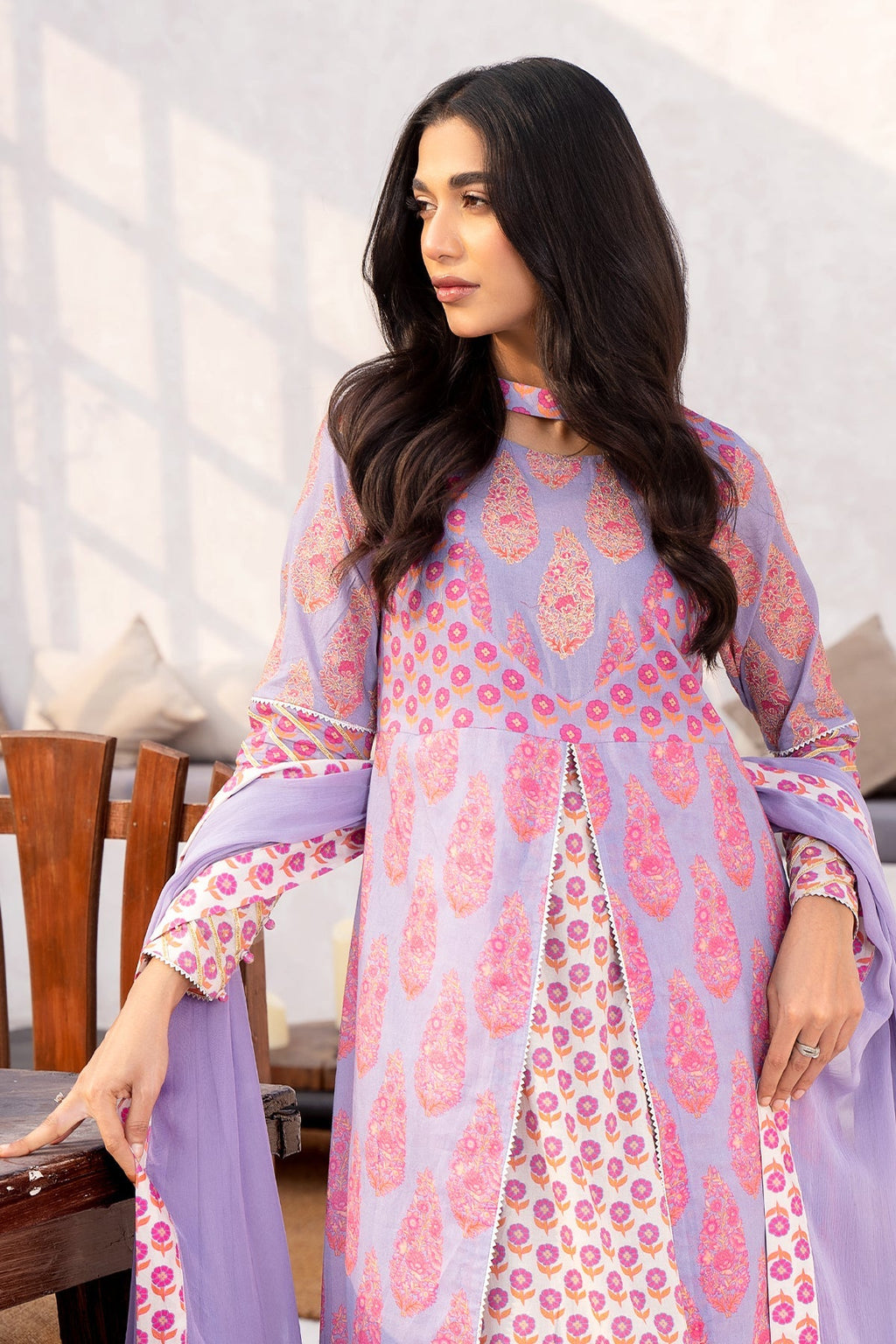 2-PC Printed Cotton Shirt with Chiffon Dupatta CPM-4-033