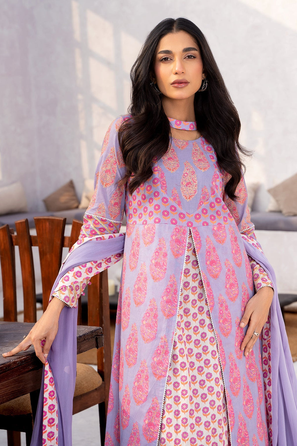 2-PC Printed Cotton Shirt with Chiffon Dupatta CPM-4-033