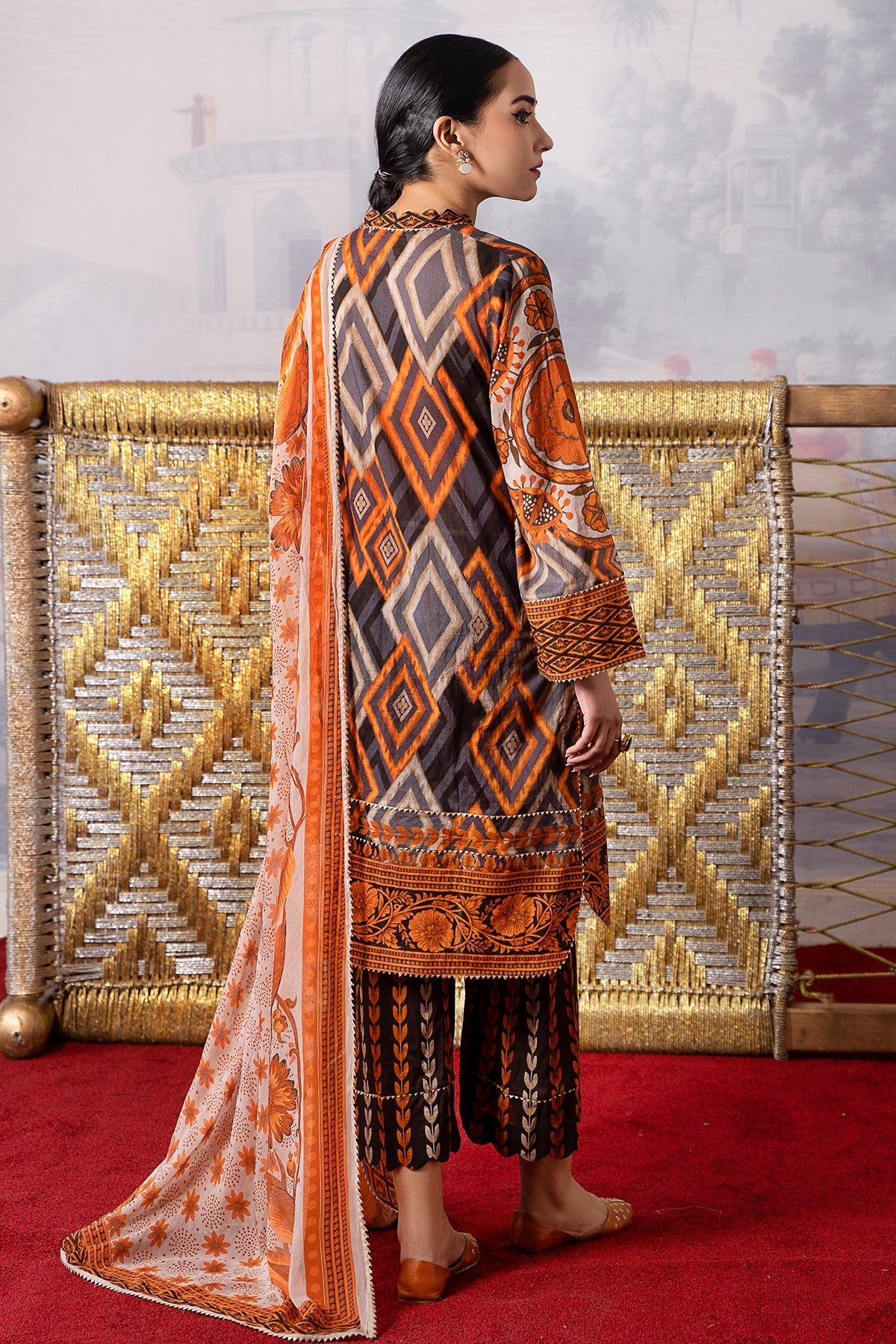 3-PC Printed Lawn Shirt with Chiffon Dupatta and Trouser CPM-4-02