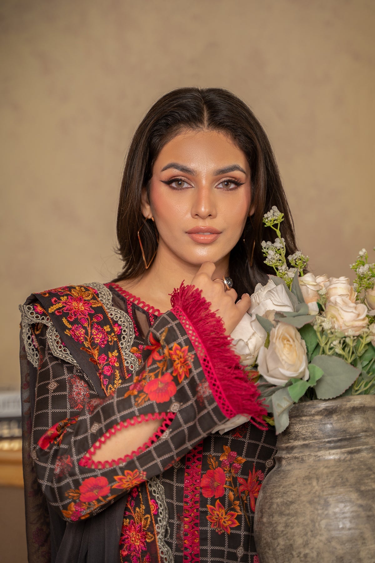 3-PC Printed Lawn Shirt with Embroidered Chiffon Dupatta and Trouser AS4-38