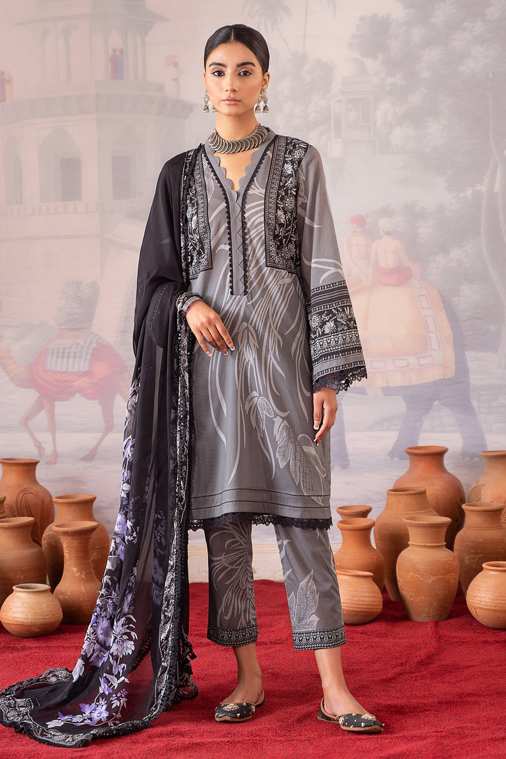 3-PC Printed Lawn Shirt with Chiffon Dupatta and Trouser CPM-4-019