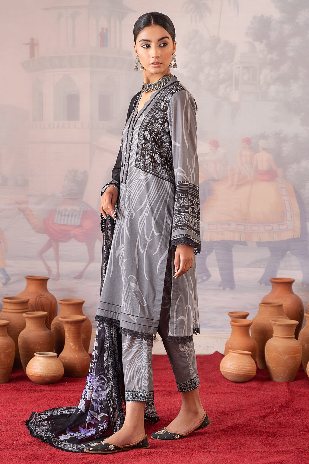 3-PC Printed Lawn Shirt with Chiffon Dupatta and Trouser CPM-4-019