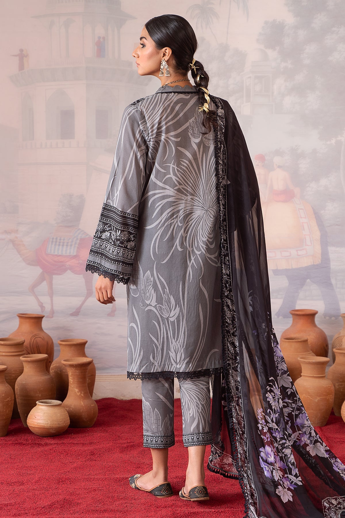 3-PC Printed Lawn Shirt with Chiffon Dupatta and Trouser CPM-4-019