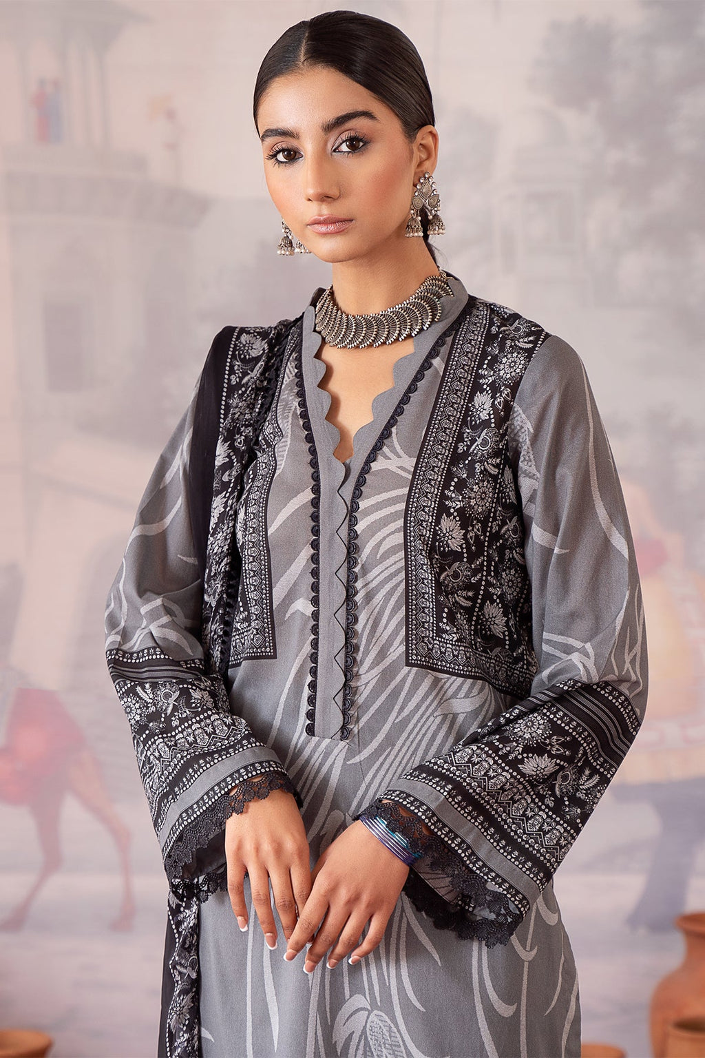 3-PC Printed Lawn Shirt with Chiffon Dupatta and Trouser CPM-4-019