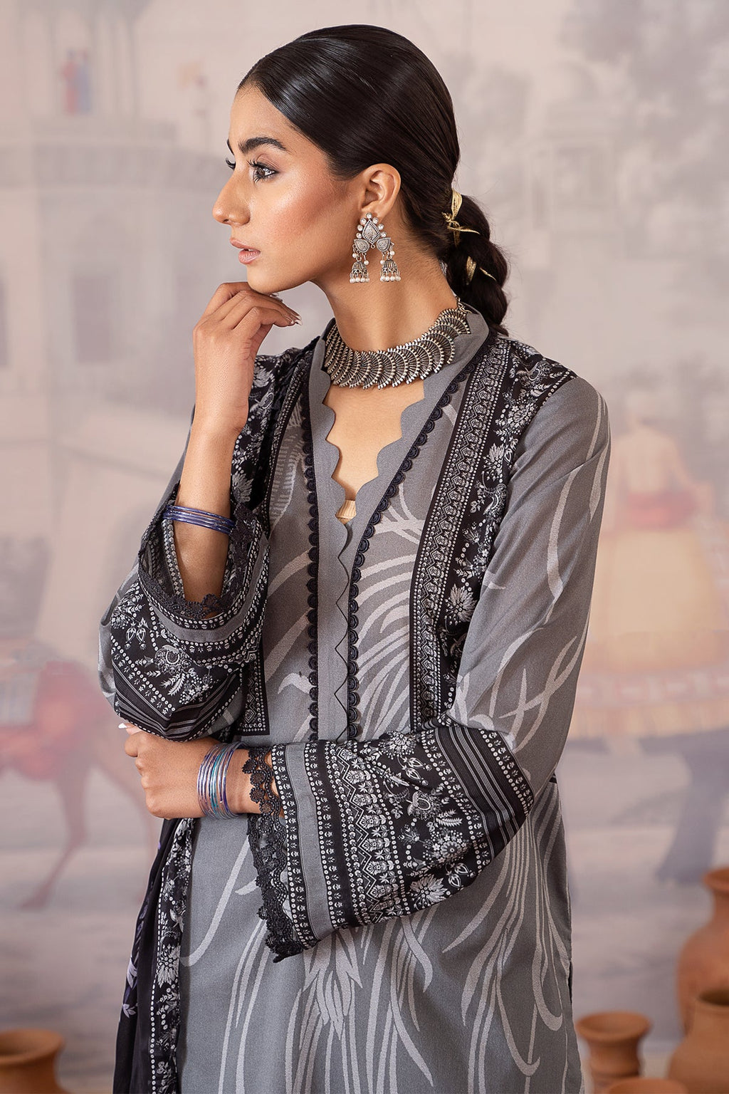 3-PC Printed Lawn Shirt with Chiffon Dupatta and Trouser CPM-4-019