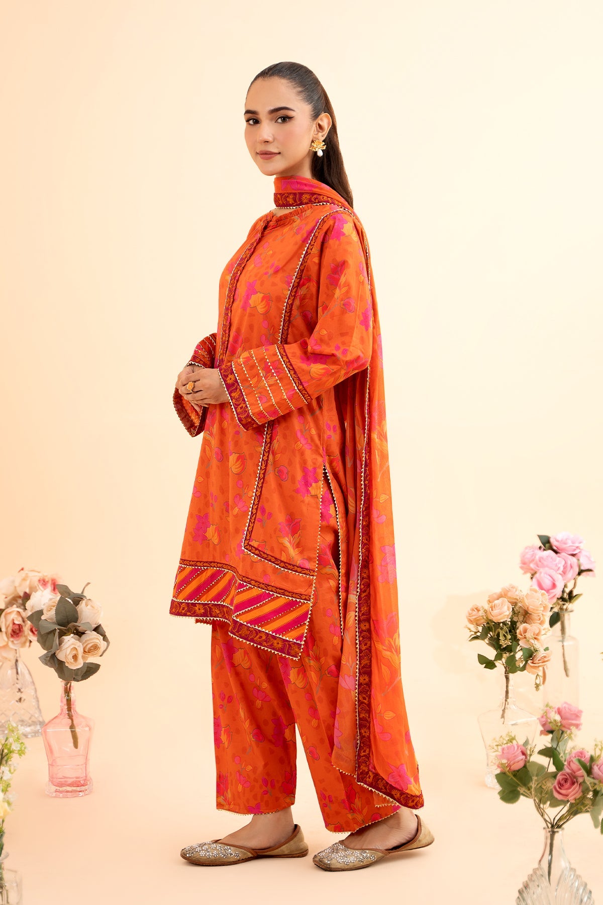 3-PC Embroidered Lawn Shirt with Embroidered Chiffon Dupatta and Trouser CPM23-52