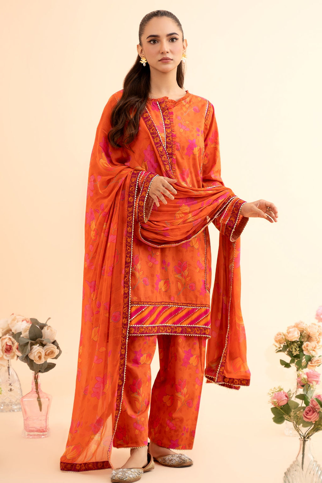 3-PC Embroidered Lawn Shirt with Embroidered Chiffon Dupatta and Trouser CPM23-52