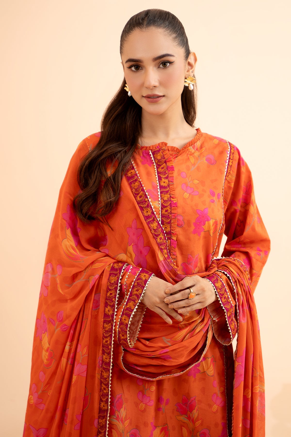 3-PC Embroidered Lawn Shirt with Embroidered Chiffon Dupatta and Trouser CPM23-52