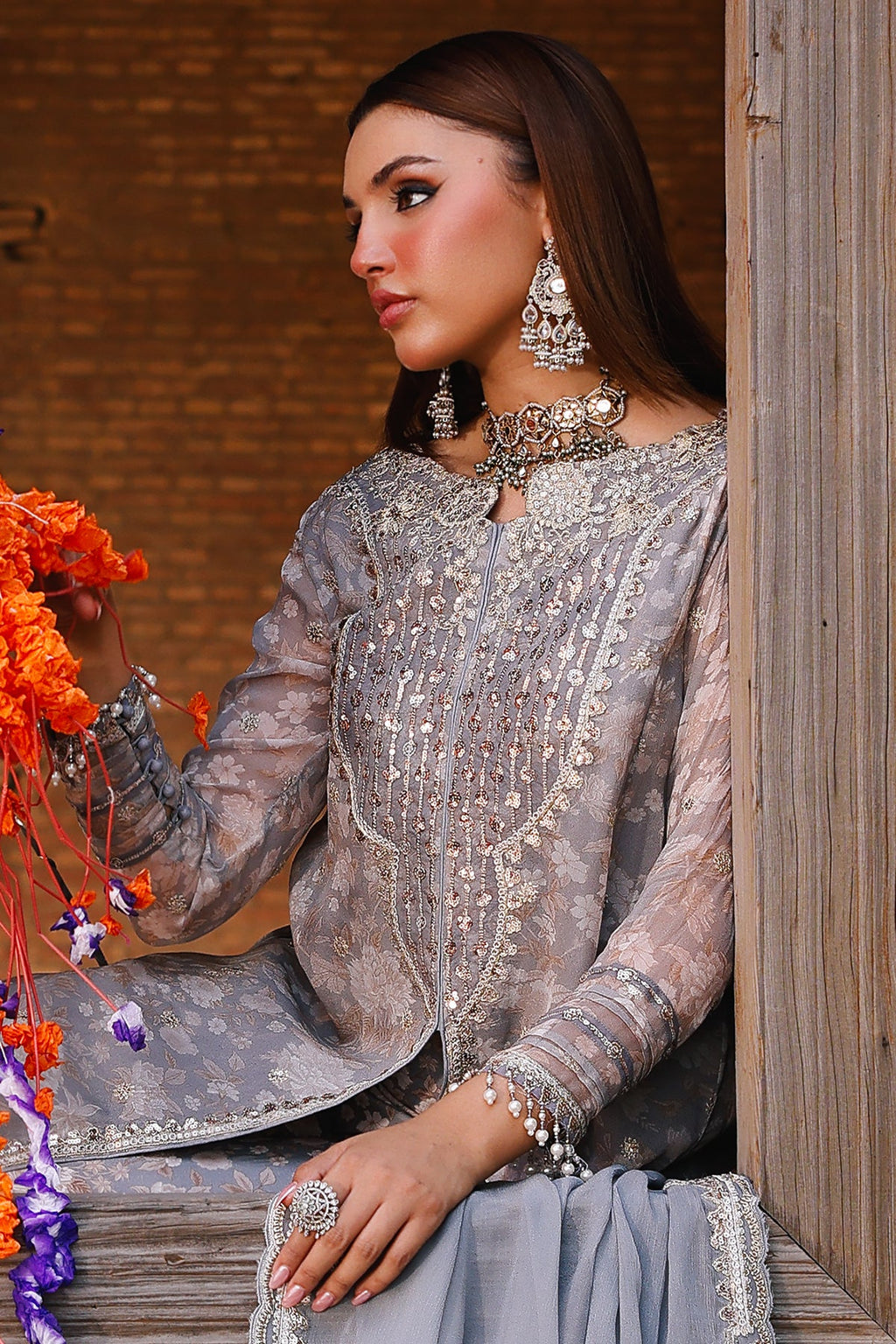 3-pc Unstitched Chiffon Collection VSL25-22