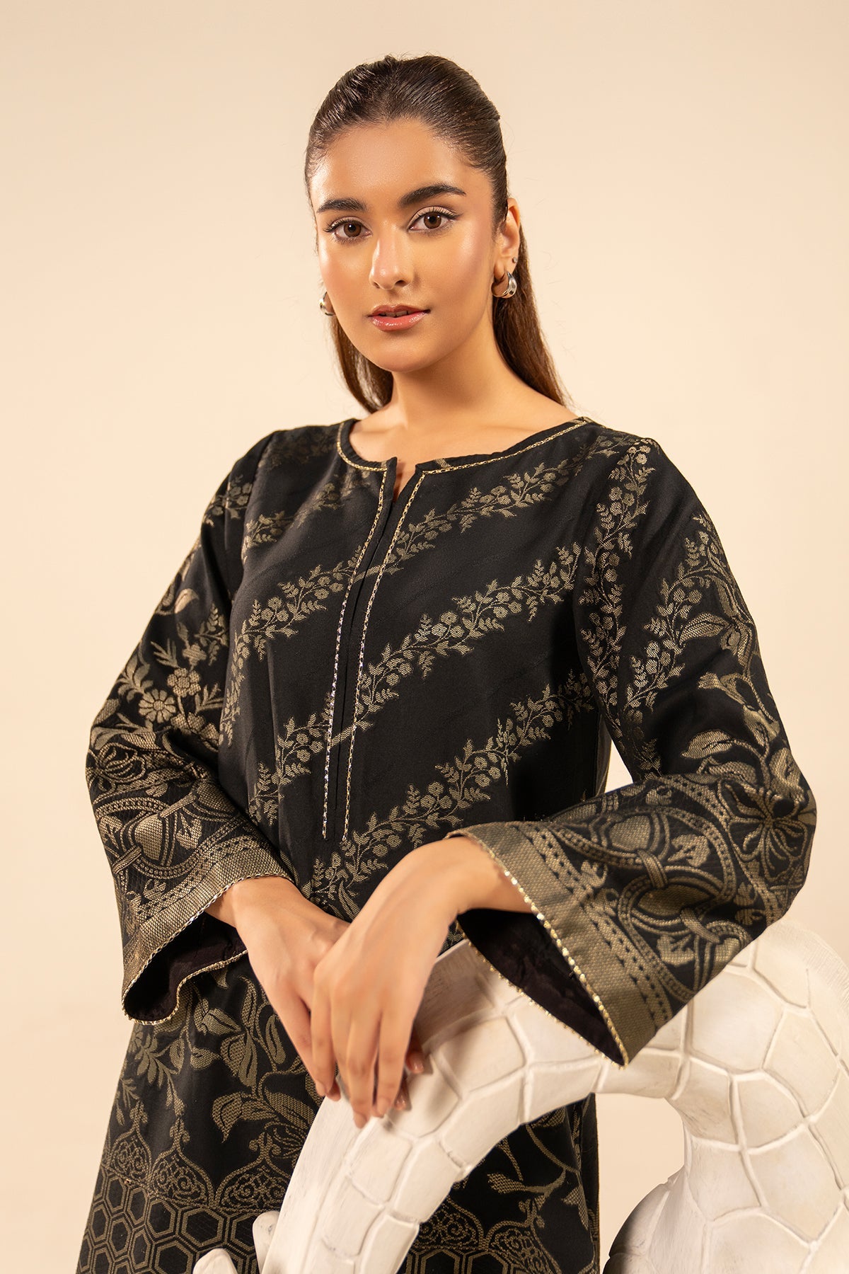 2-PC Printed staple jacquard shirt with cotton trouser  CPM-5-302S