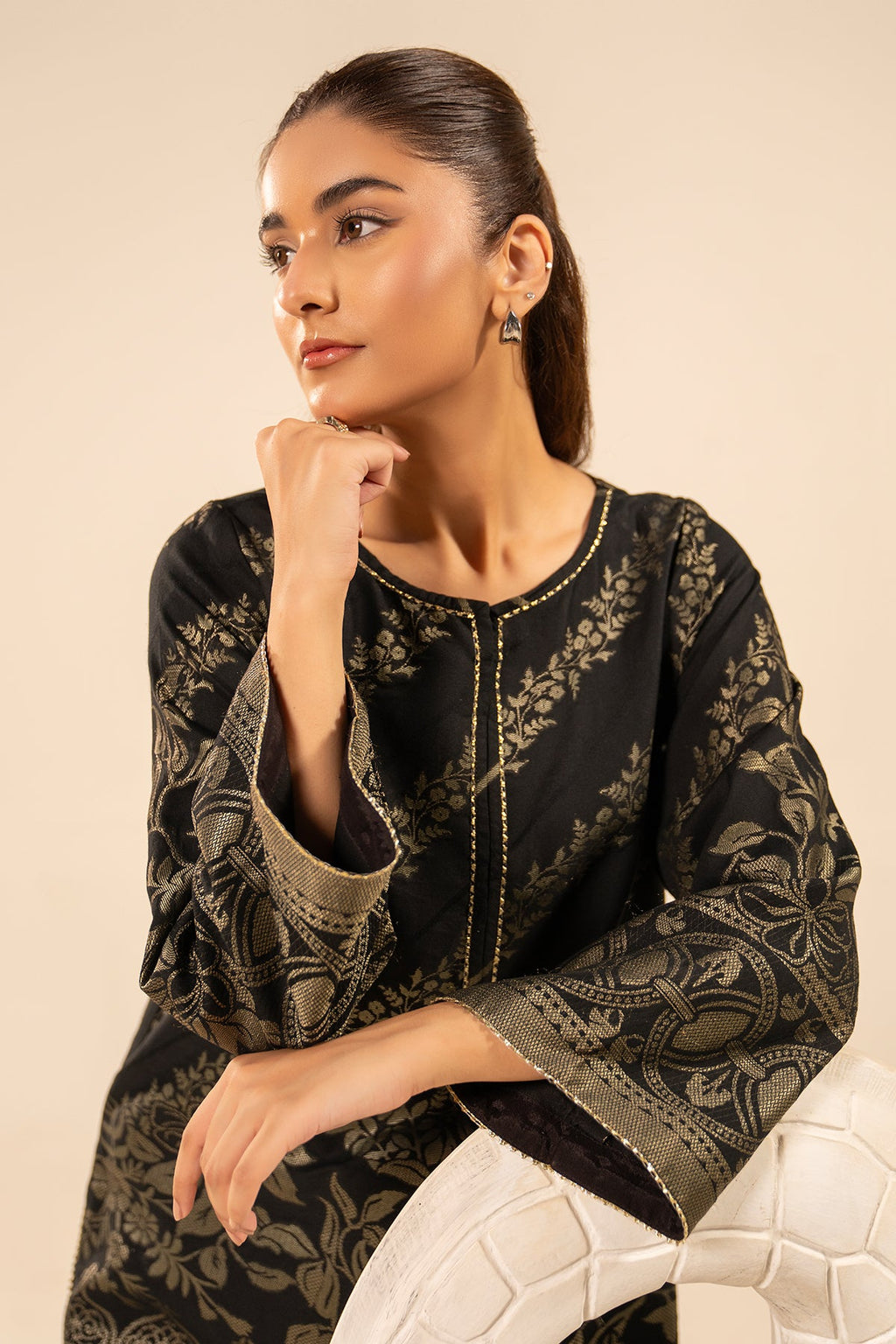 2-PC Printed staple jacquard shirt with cotton trouser  CPM-5-302S