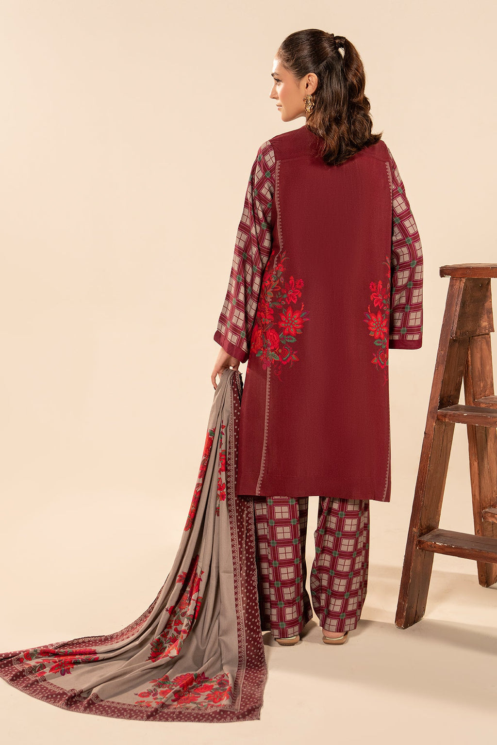 3-PC Printed Raw-Silk Suit CPM-5-066