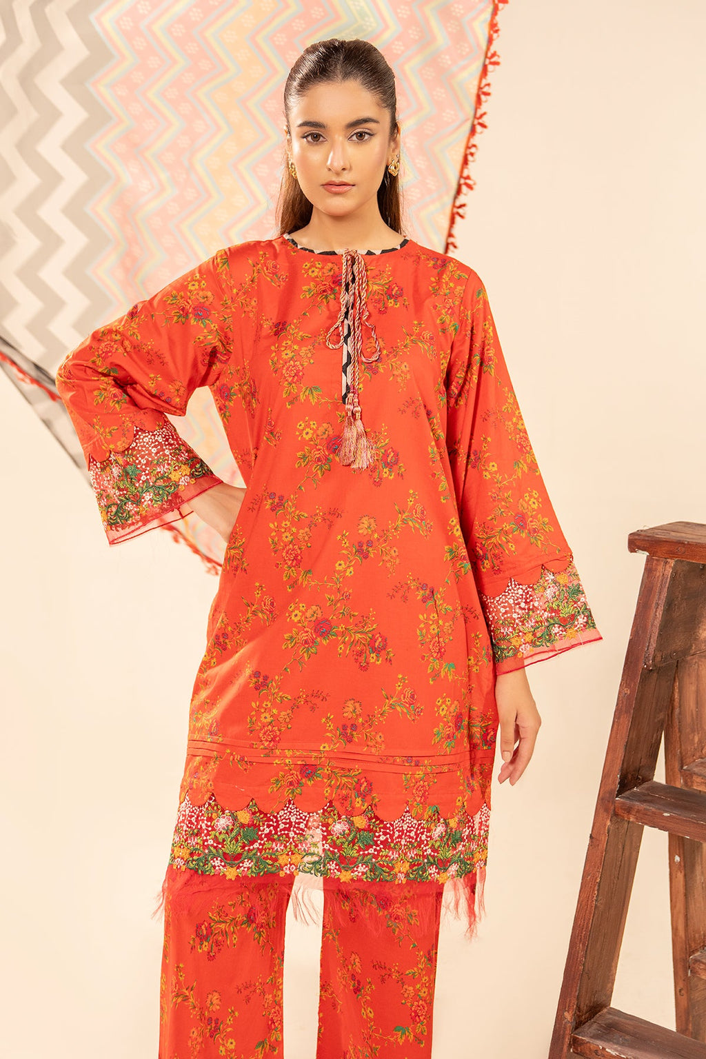 3-PC Embroidered cotton Suit  CPM-5-090Z