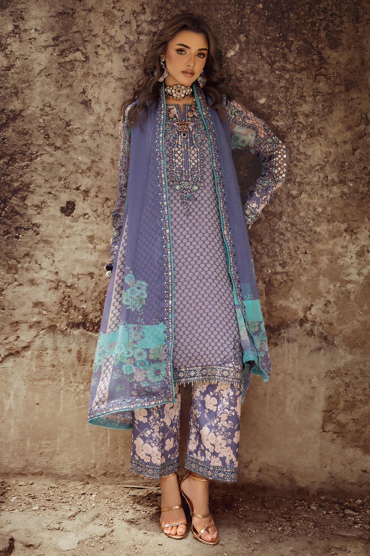 3-PC Unstitched Luxury Chiffon Collection VSL25-07