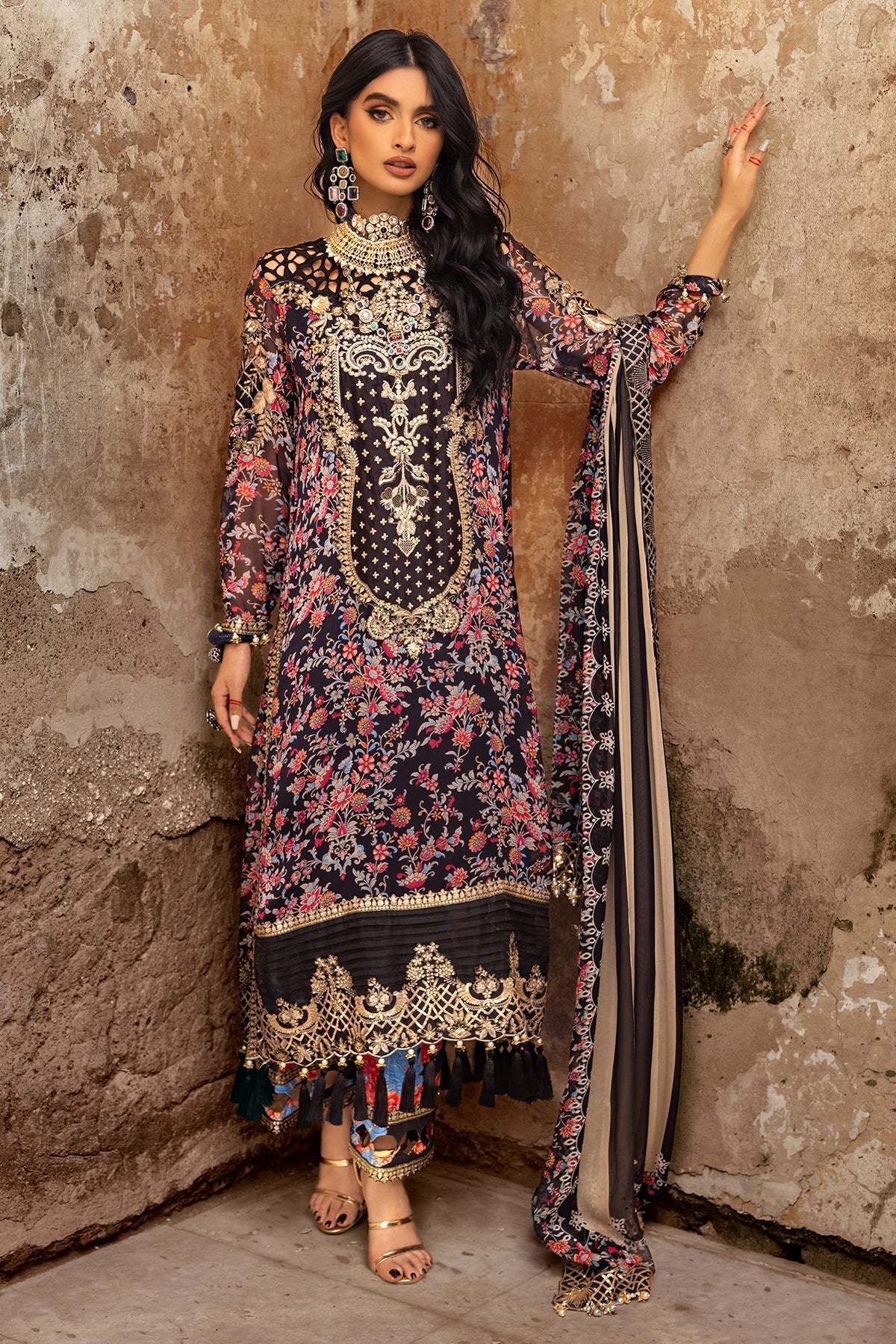 3-PC Unstitched Luxury Chiffon Collection VSL25-09