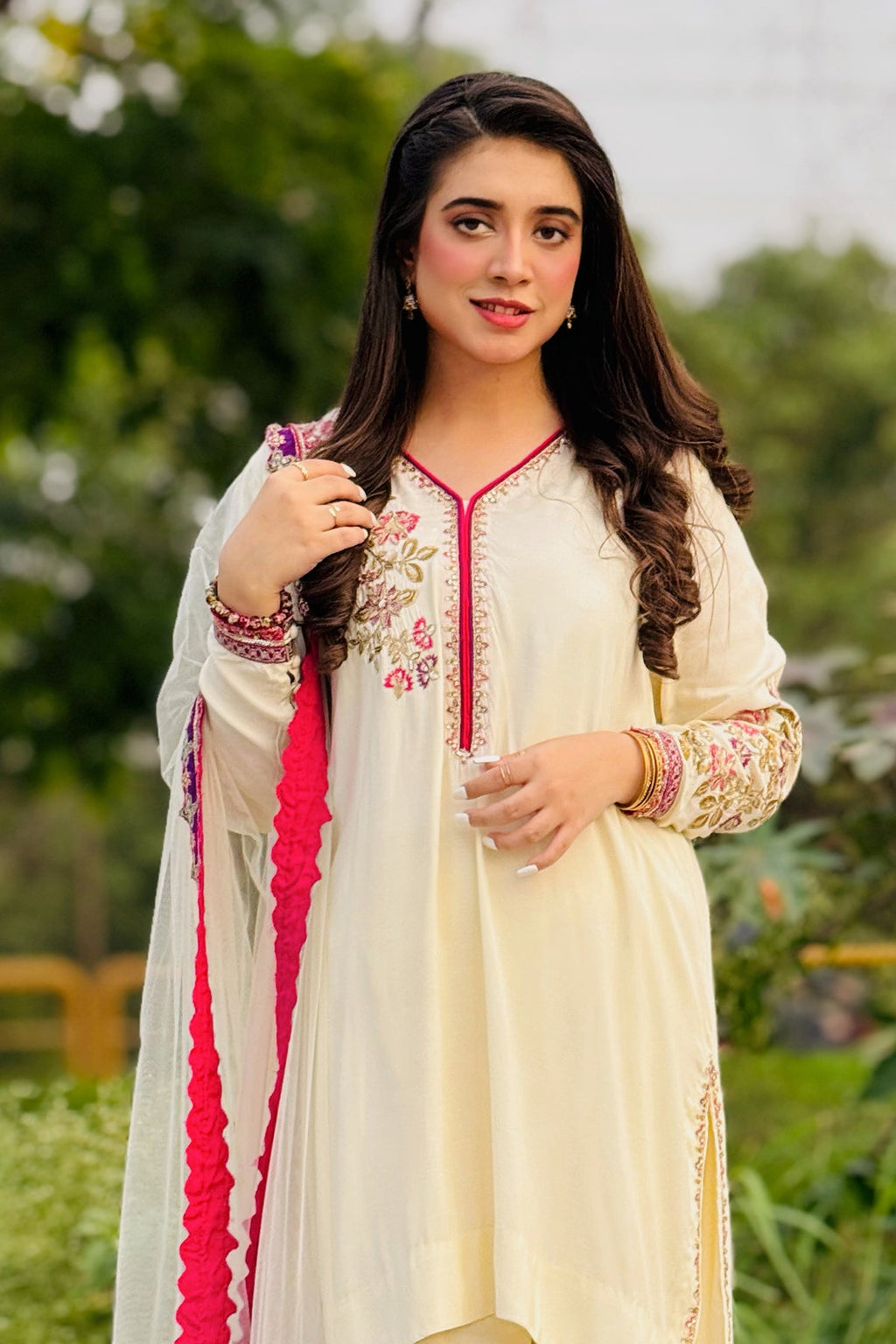 3-PC Embroidered Raw-Silk Suit CMA-5-014A