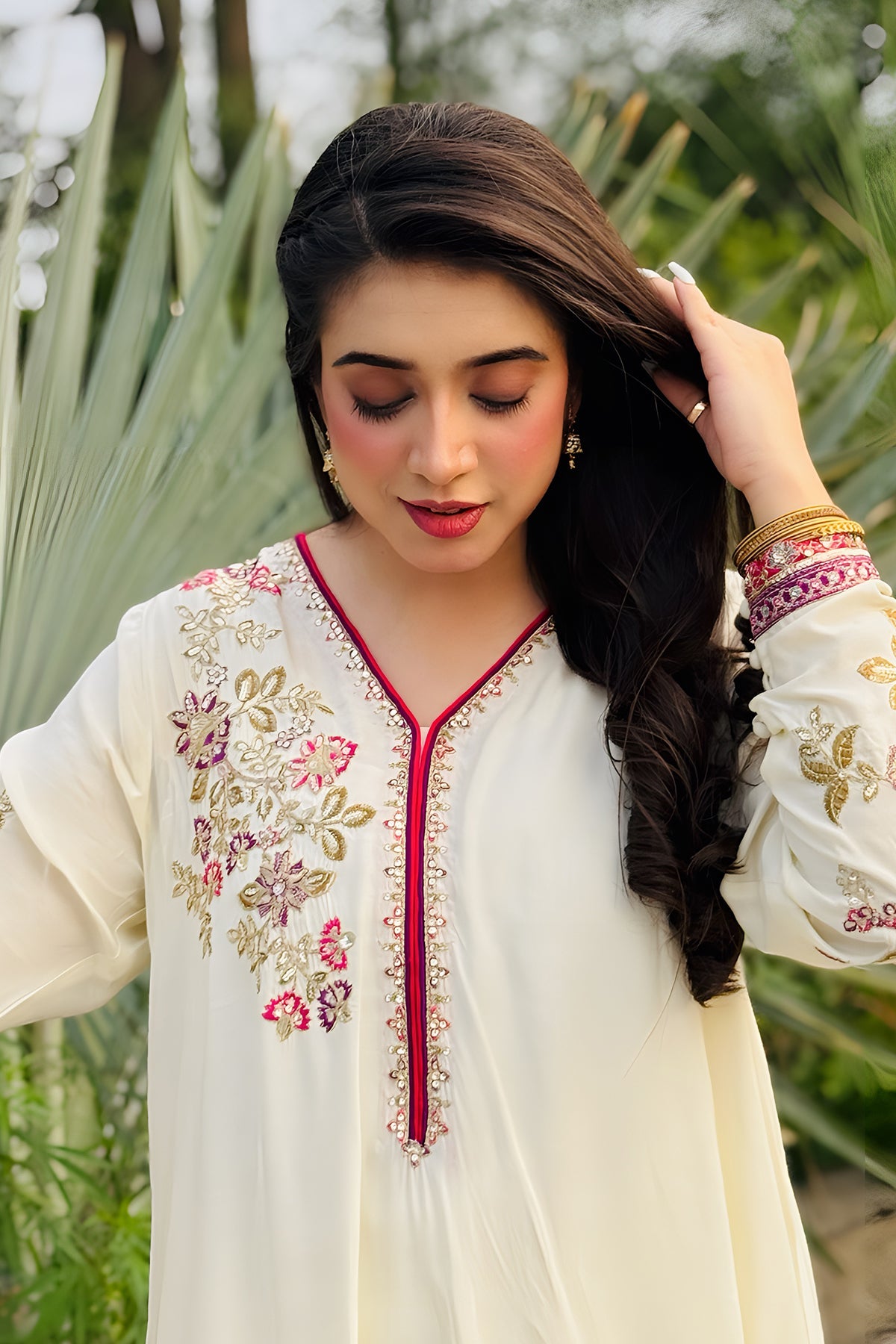 3-PC Embroidered Raw-Silk Suit CMA-5-014A
