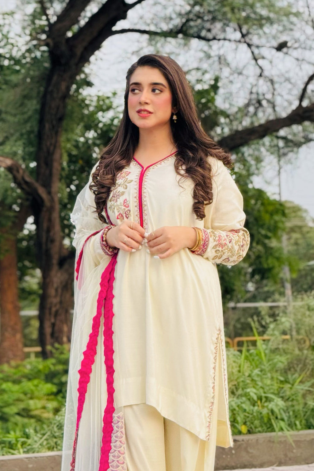 3-PC Embroidered Raw-Silk Suit CMA-5-014A