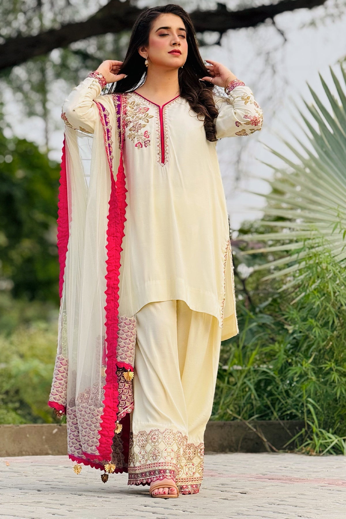 3-PC Embroidered Raw-Silk Suit CMA-5-014A