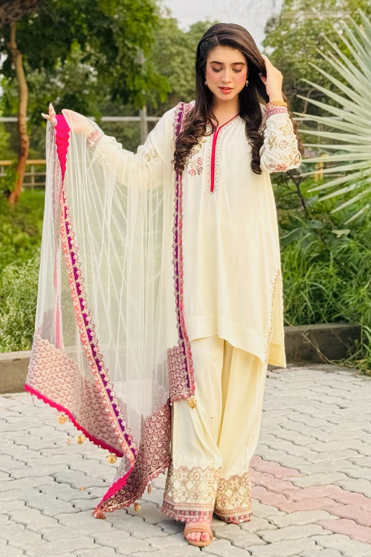 3-PC Embroidered Raw-Silk Suit CMA-5-014A