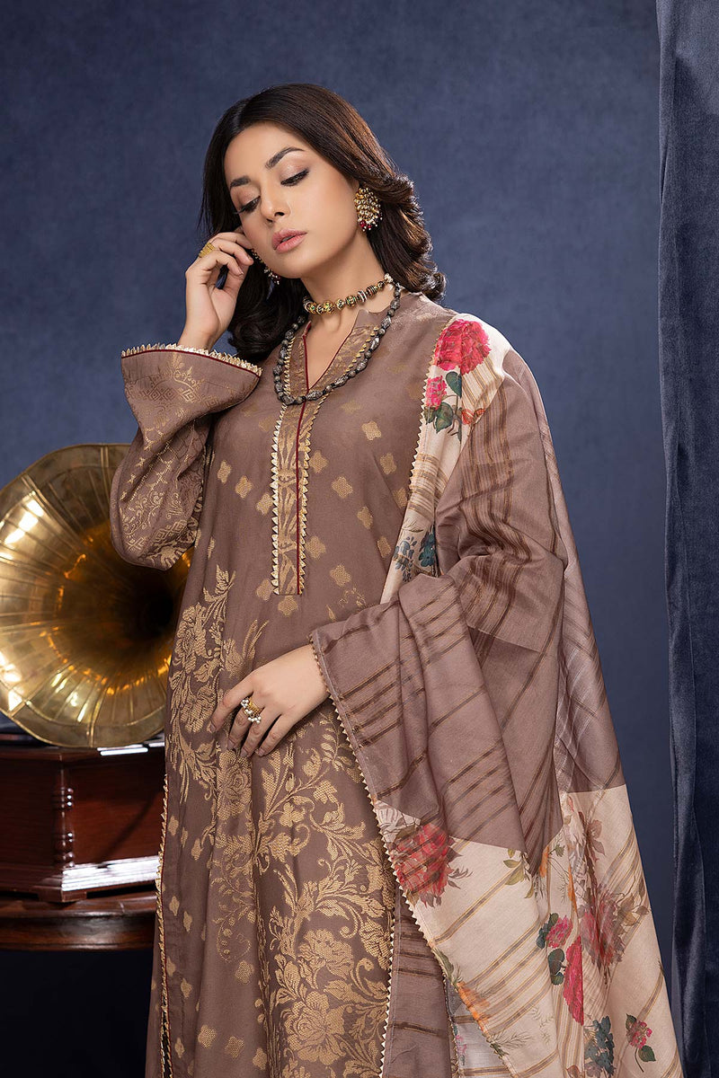 3-Pc RTW Broshia Jecquard Shirt With Zaari Dupatta and Qlot Trouser CPG22-88