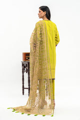 3-PC Unstitched Lawn Jacquard Shirt with Printed Dupatta and Trouser CLJ3-01