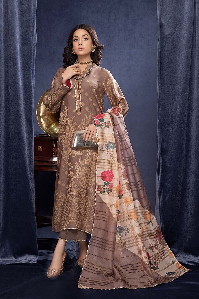 3-Pc RTW Broshia Jecquard Shirt With Zaari Dupatta and Qlot Trouser CPG22-88